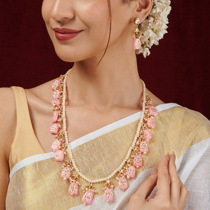 Teejh Idhika Pink Beaded Necklace Set