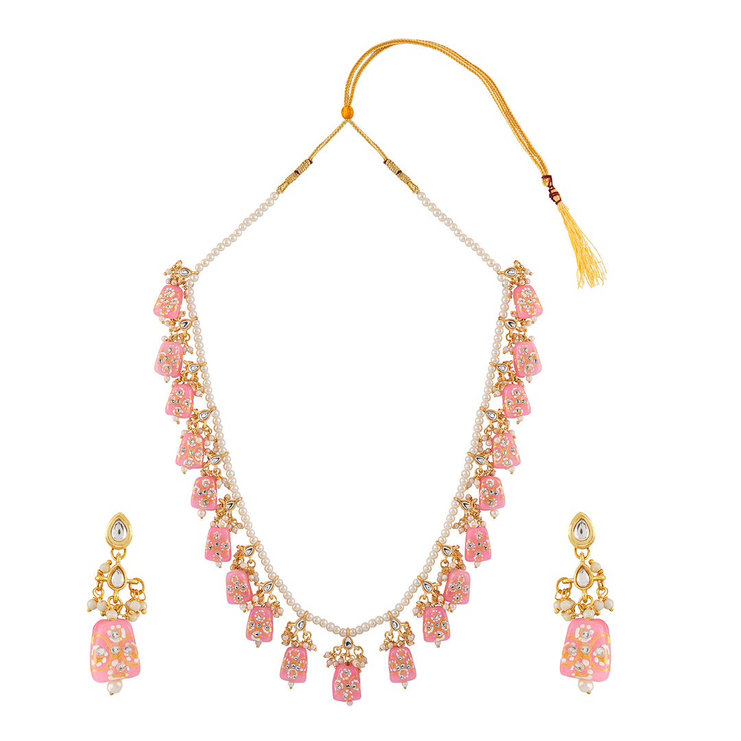 Teejh Idhika Pink Beaded Necklace Set