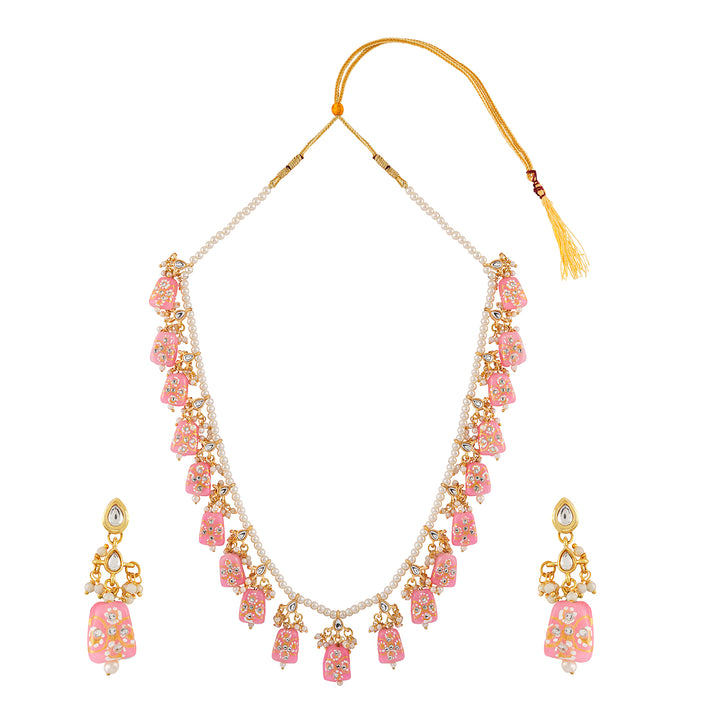 Teejh Idhika Pink Beaded Necklace Set