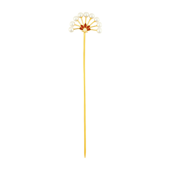 Teejh Kimakshi Red and Gold Enamel Hair Pin