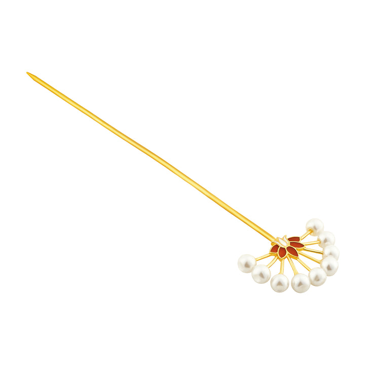 Teejh Kimakshi Red and Gold Enamel Hair Pin