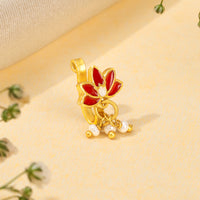 Teejh Sairat Red and Gold Enamel Press On Nose Ring