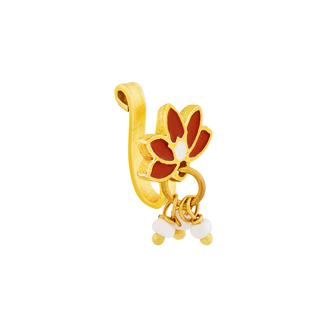 Teejh Sairat Red and Gold Enamel Press On Nose Ring