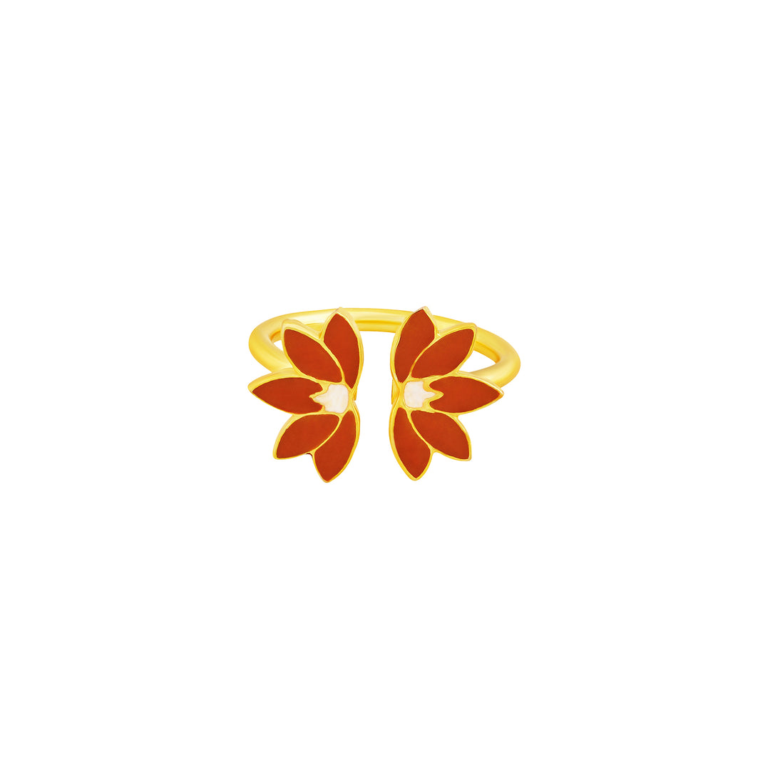 Teejh Indrina Red and Gold Enamel Ring