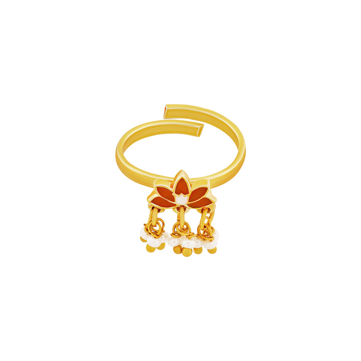 Teejh Falguni Red and Gold Enamel Ring