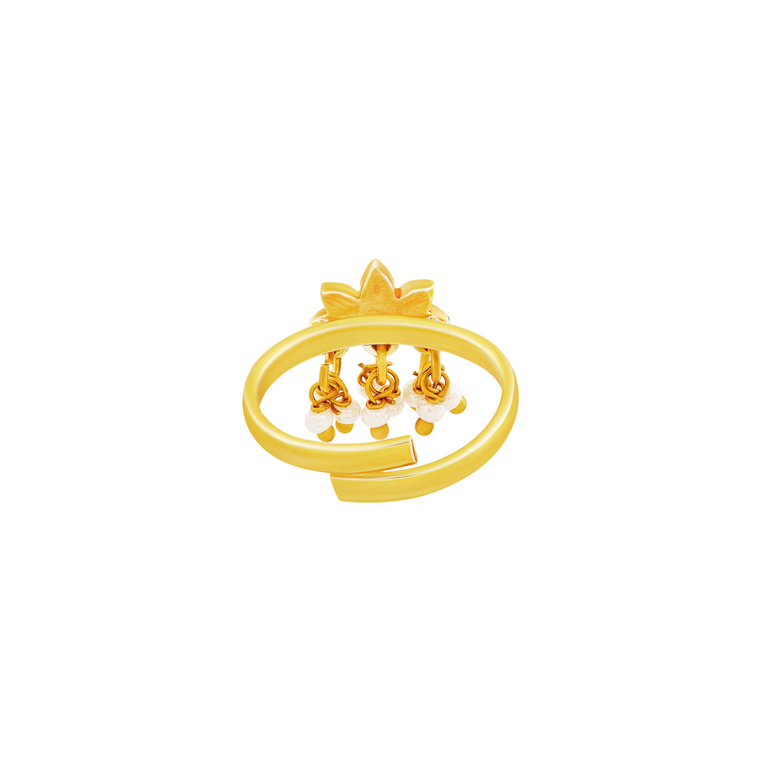 Teejh Falguni Red and Gold Enamel Ring