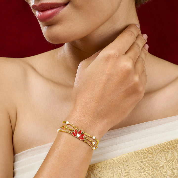 Teejh Brinali Red and Gold Enamel Bracelet