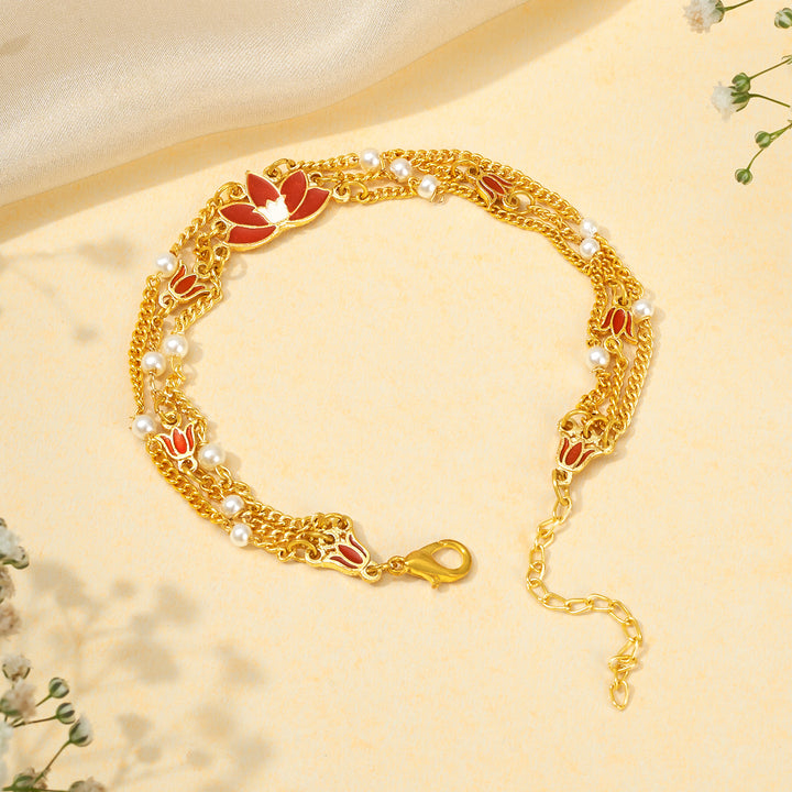 Teejh Brinali Red and Gold Enamel Bracelet