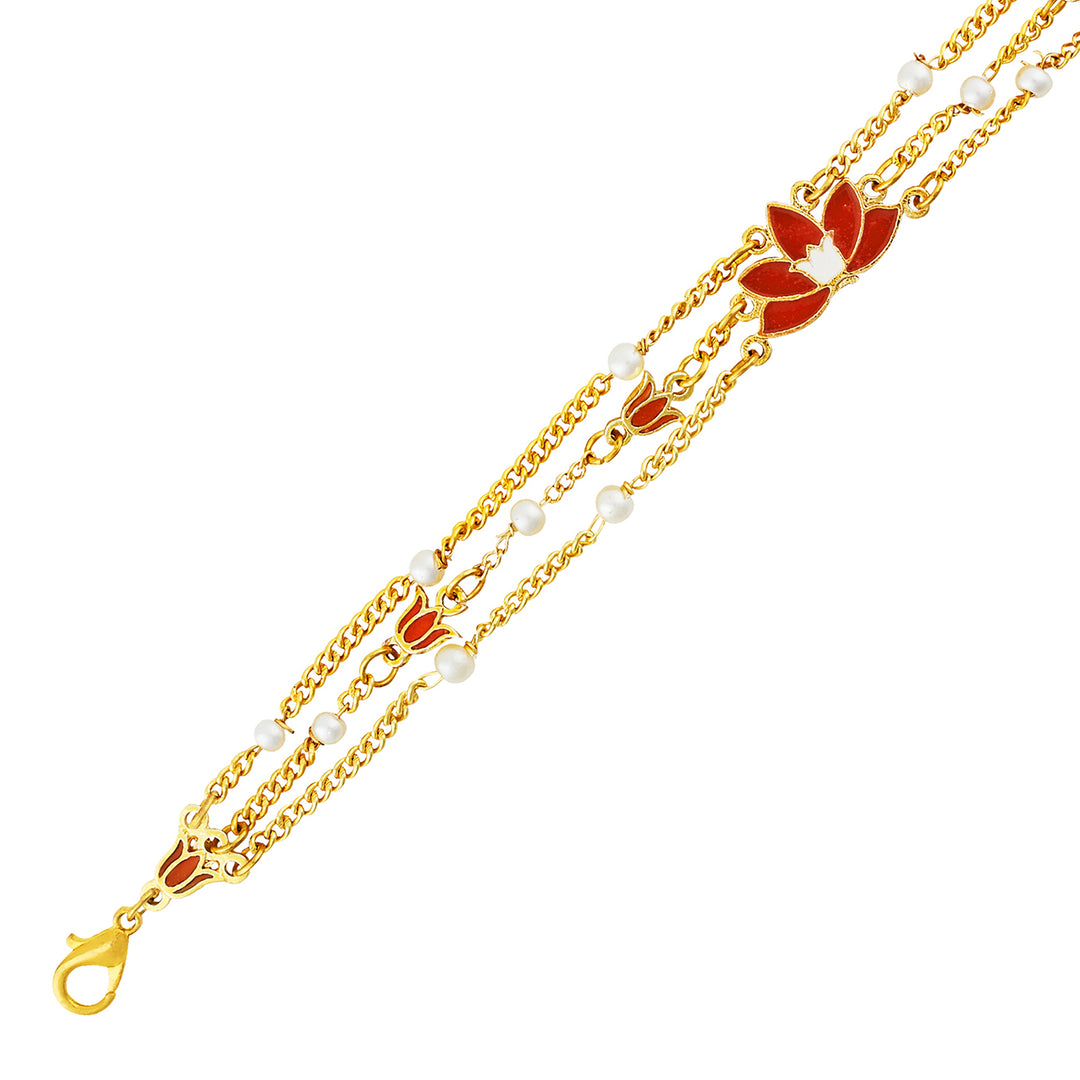 Teejh Brinali Red and Gold Enamel Bracelet