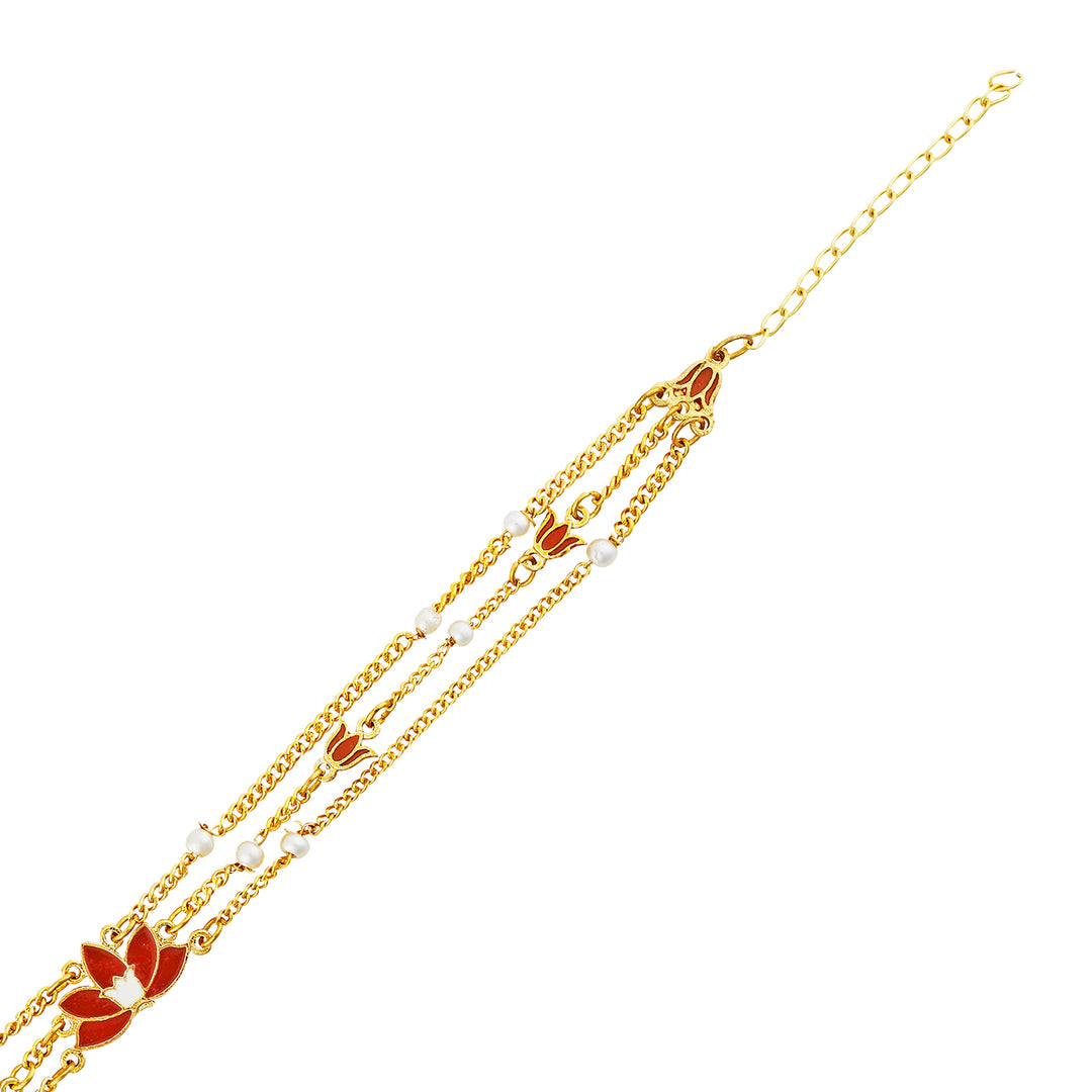 Teejh Brinali Red and Gold Enamel Bracelet