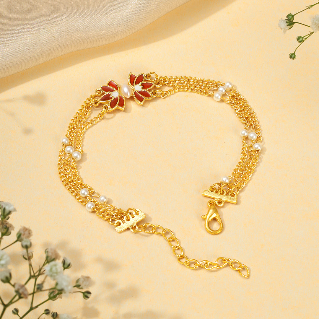 Teejh Janisha Red and Gold Enamel Bracelet