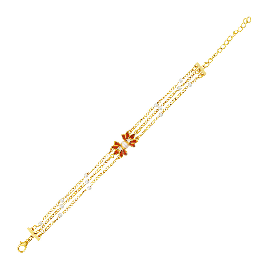Teejh Janisha Red and Gold Enamel Bracelet
