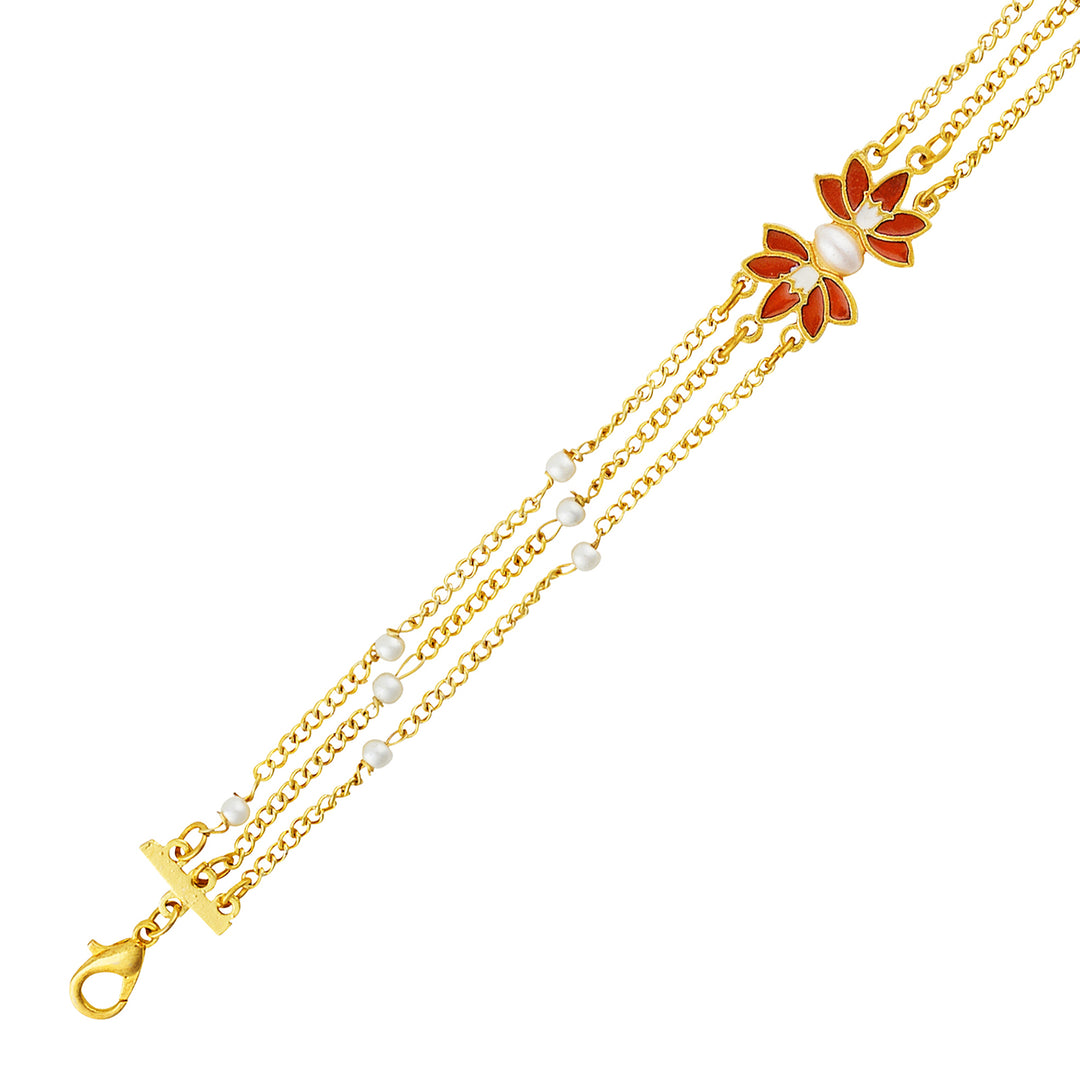 Teejh Janisha Red and Gold Enamel Bracelet