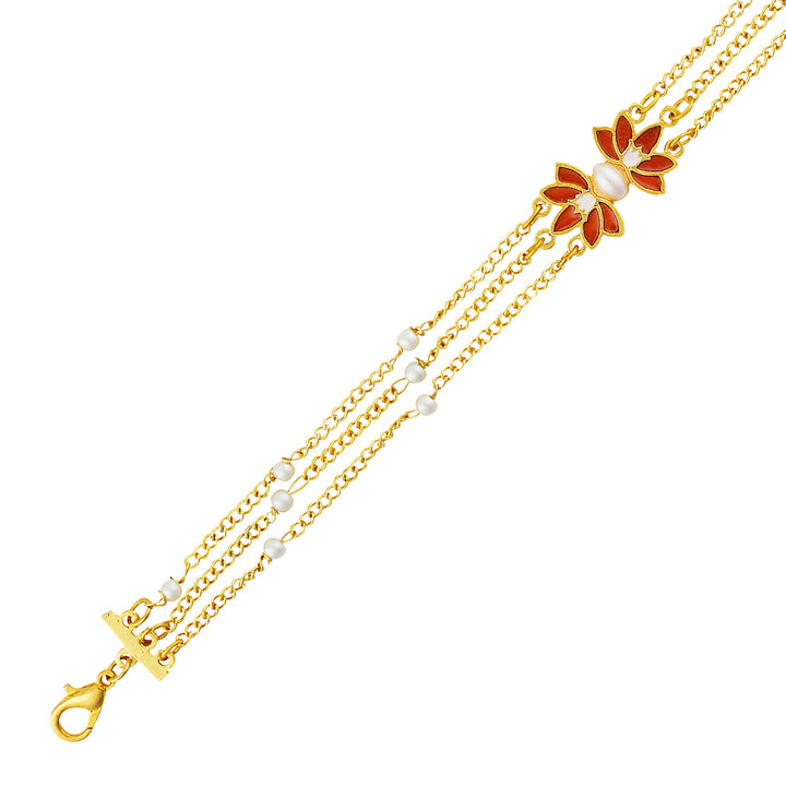 Teejh Janisha Red and Gold Enamel Bracelet