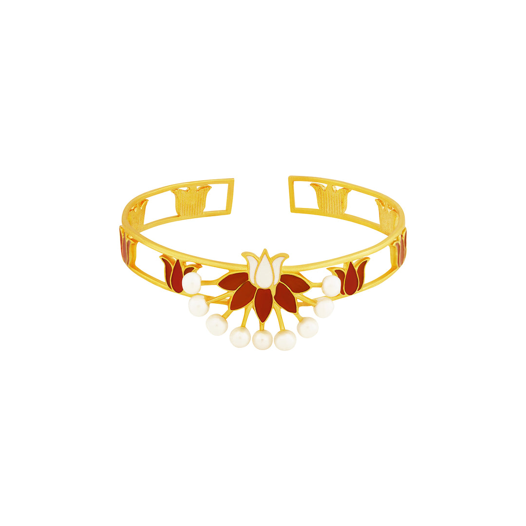 Teejh Vrushali Red and Gold Enamel Bracelet