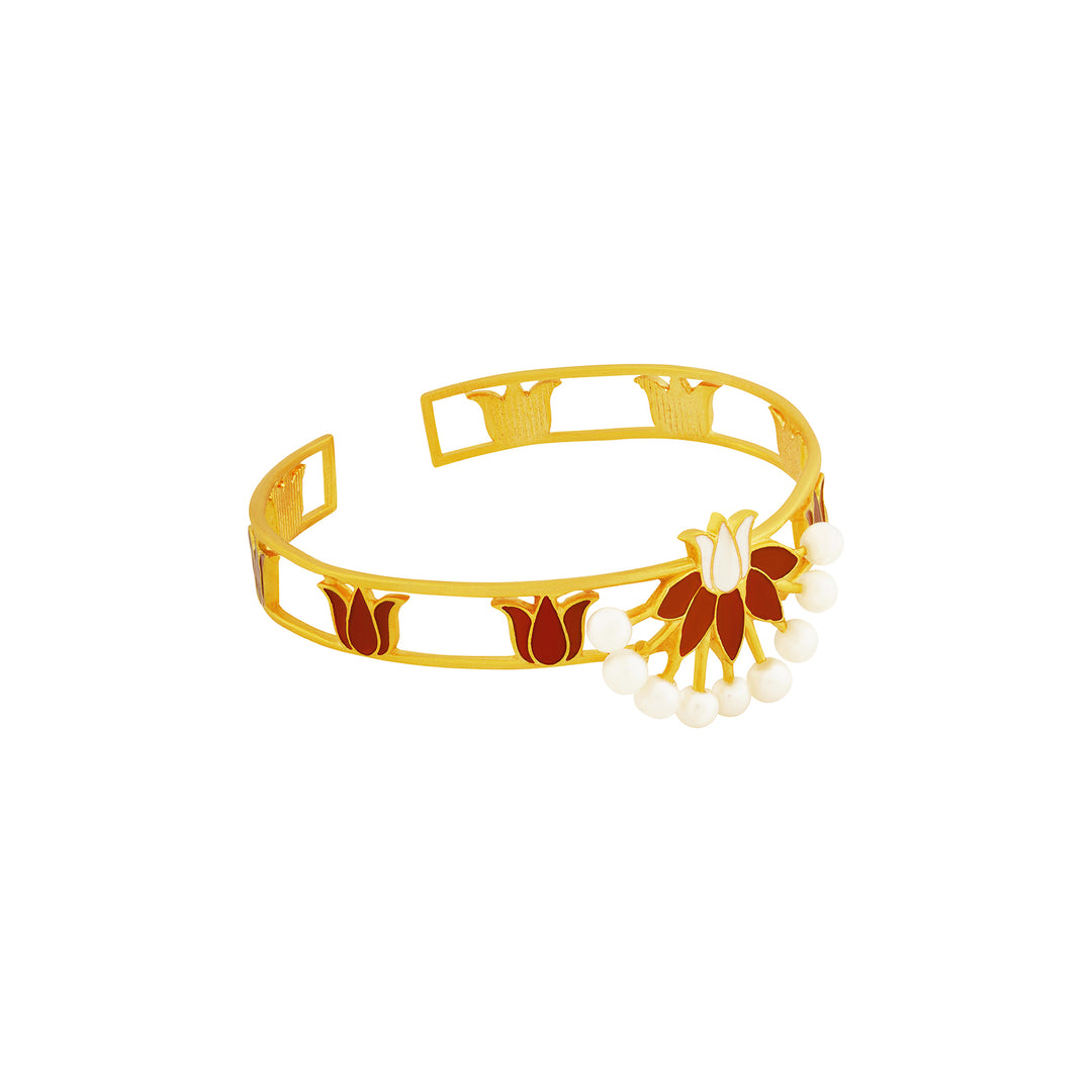 Teejh Vrushali Red and Gold Enamel Bracelet