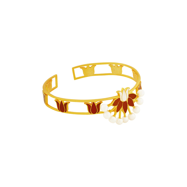 Teejh Vrushali Red and Gold Enamel Bracelet