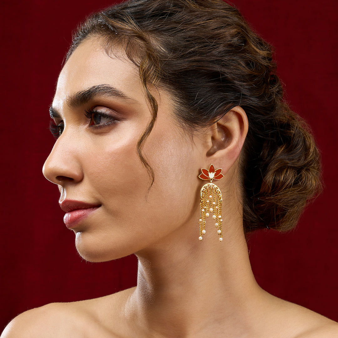 Teejh Diara Red and Gold Enamel Earrings