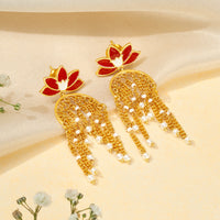 Teejh Diara Red and Gold Enamel Earrings