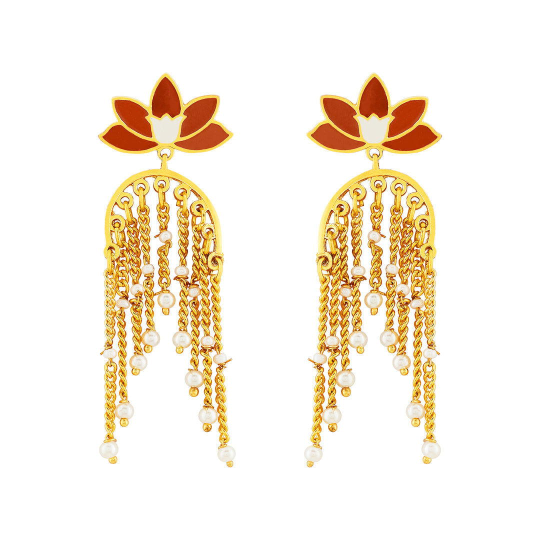 Teejh Diara Red and Gold Enamel Earrings