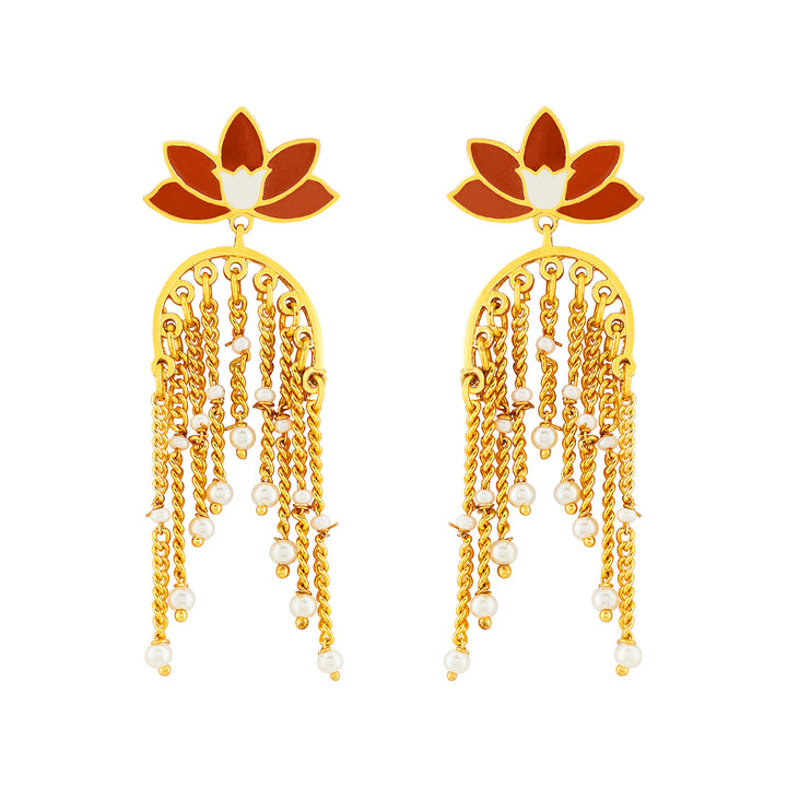 Teejh Diara Red and Gold Enamel Earrings