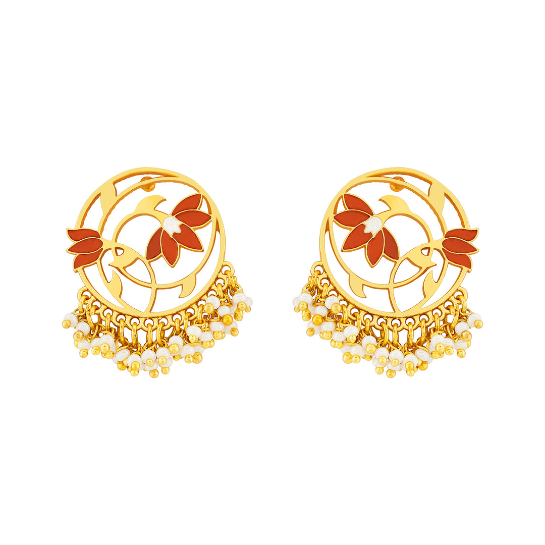 Teejh Ojal Red and Gold Enamel Earrings