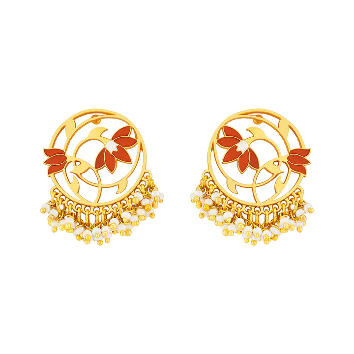 Teejh Ojal Red and Gold Enamel Earrings