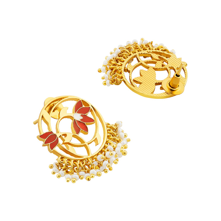 Teejh Ojal Red and Gold Enamel Earrings