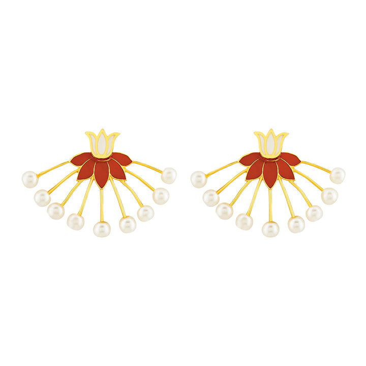 Teejh Chitrika Red and Gold Enamel Earrings