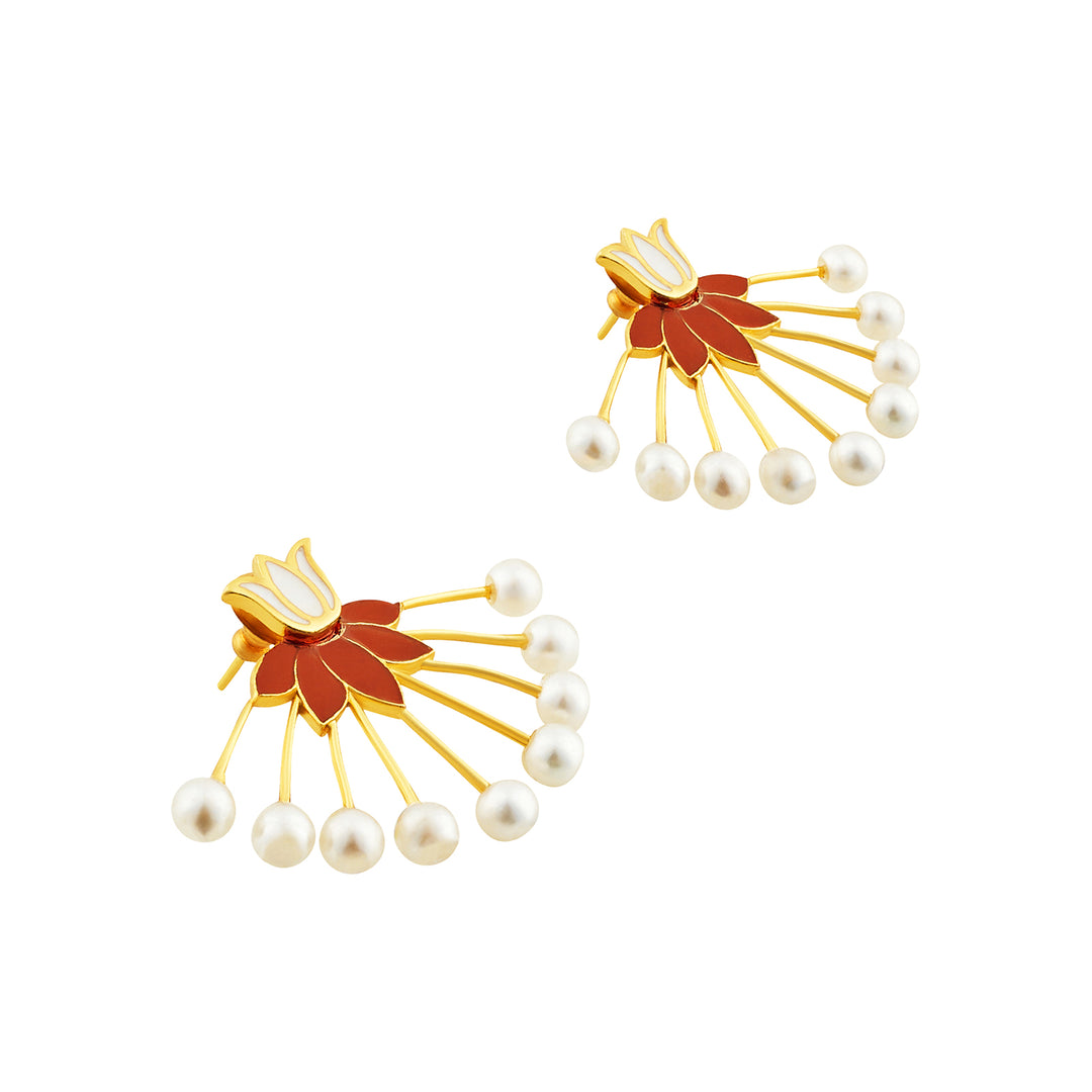 Teejh Chitrika Red and Gold Enamel Earrings