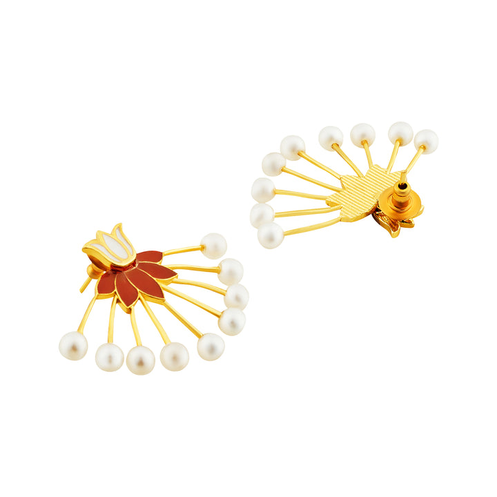 Teejh Chitrika Red and Gold Enamel Earrings