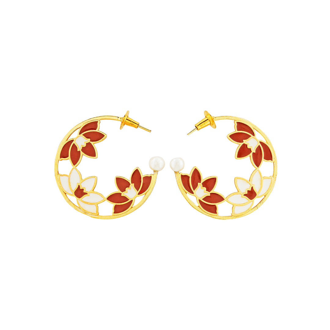 Teejh Lavyanshi Red and Gold Enamel Earrings
