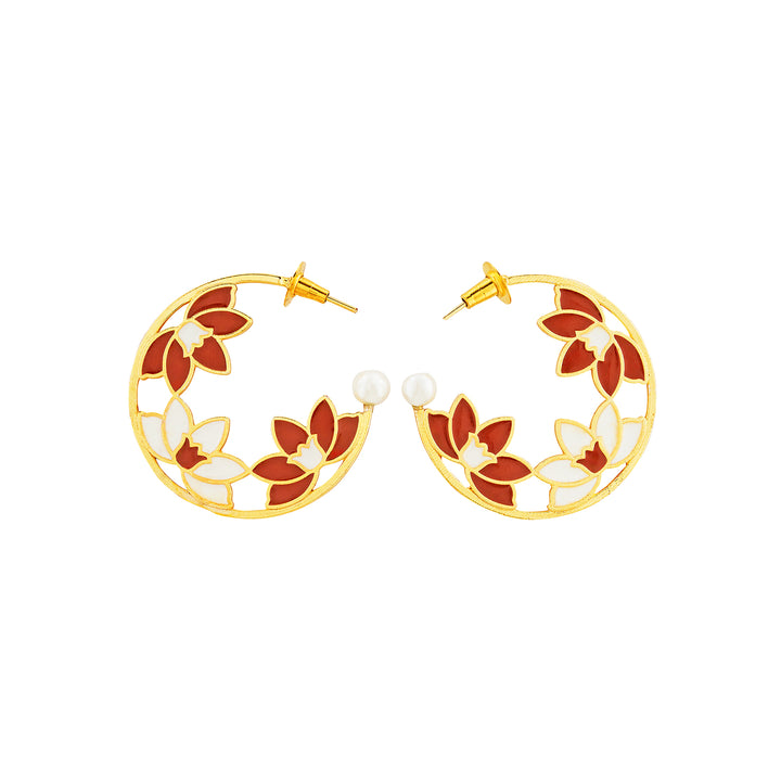 Teejh Lavyanshi Red and Gold Enamel Earrings