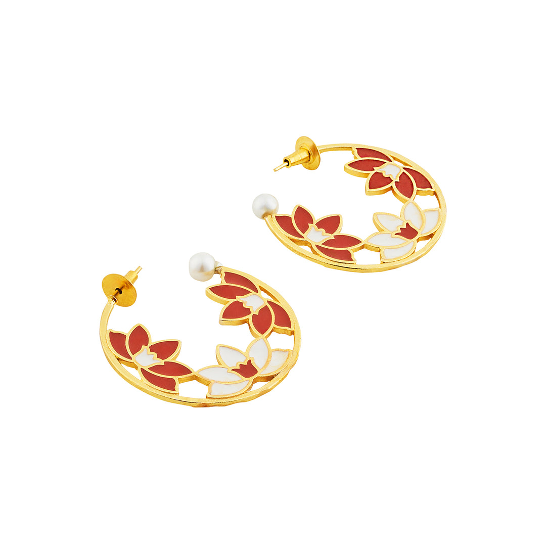 Teejh Lavyanshi Red and Gold Enamel Earrings