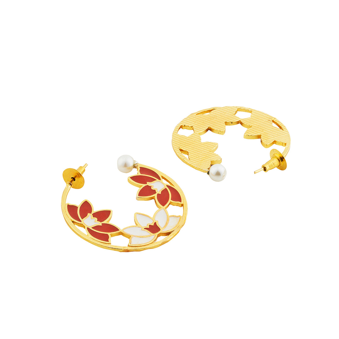 Teejh Lavyanshi Red and Gold Enamel Earrings