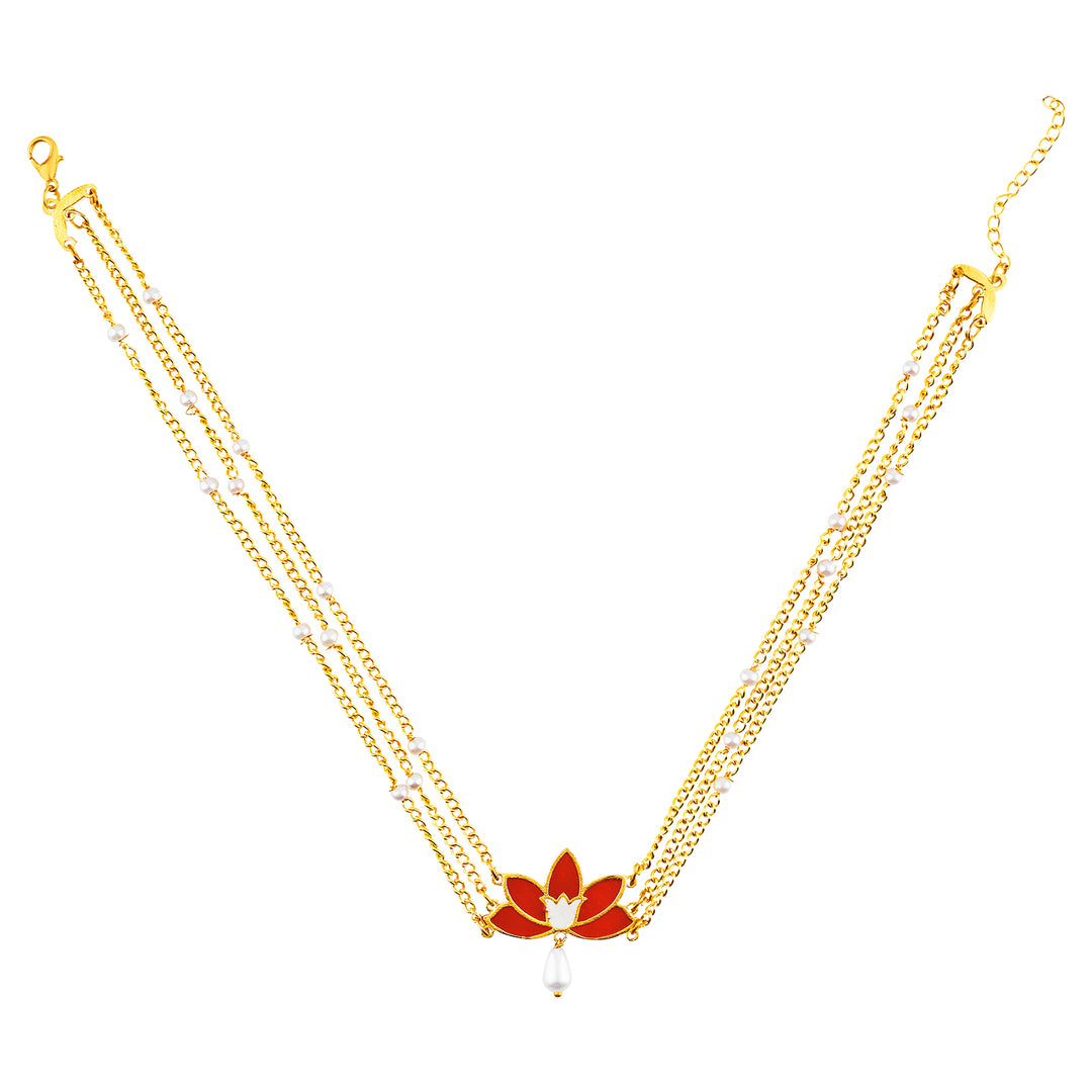 Teejh Minal Red and Gold Enamel Choker
