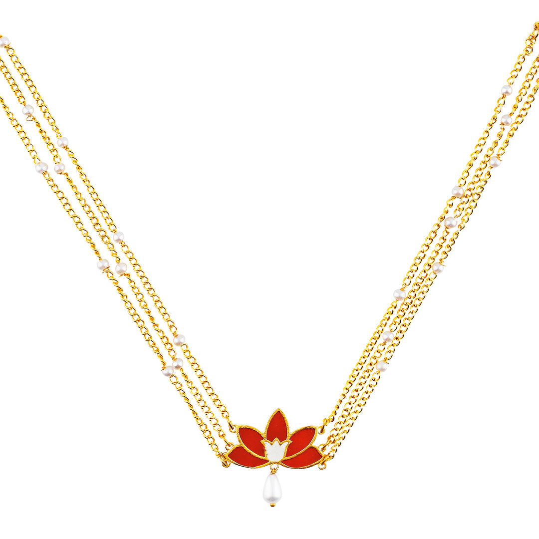 Teejh Minal Red and Gold Enamel Choker