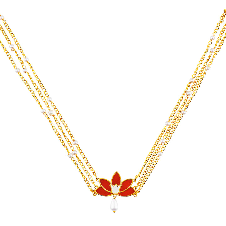 Teejh Minal Red and Gold Enamel Choker