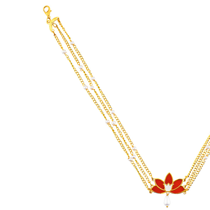 Teejh Minal Red and Gold Enamel Choker