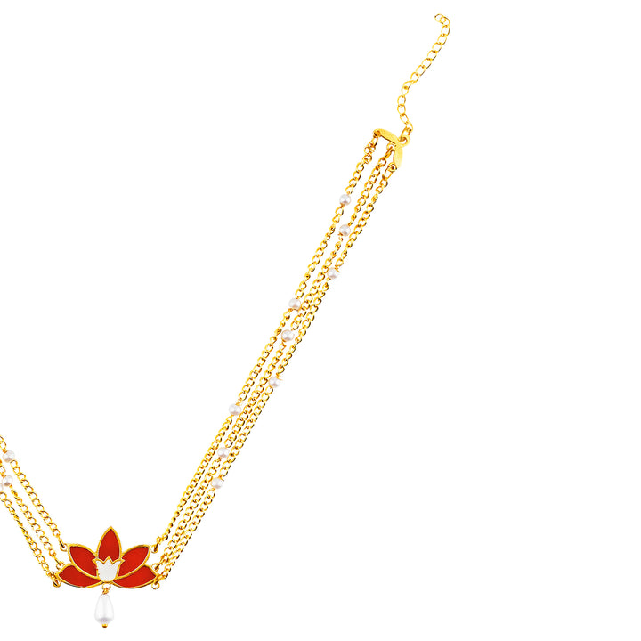 Teejh Minal Red and Gold Enamel Choker