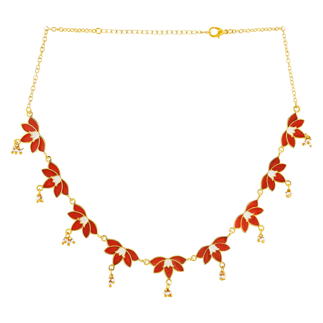 Teejh Danika Red and Gold Enamel Princess Necklace