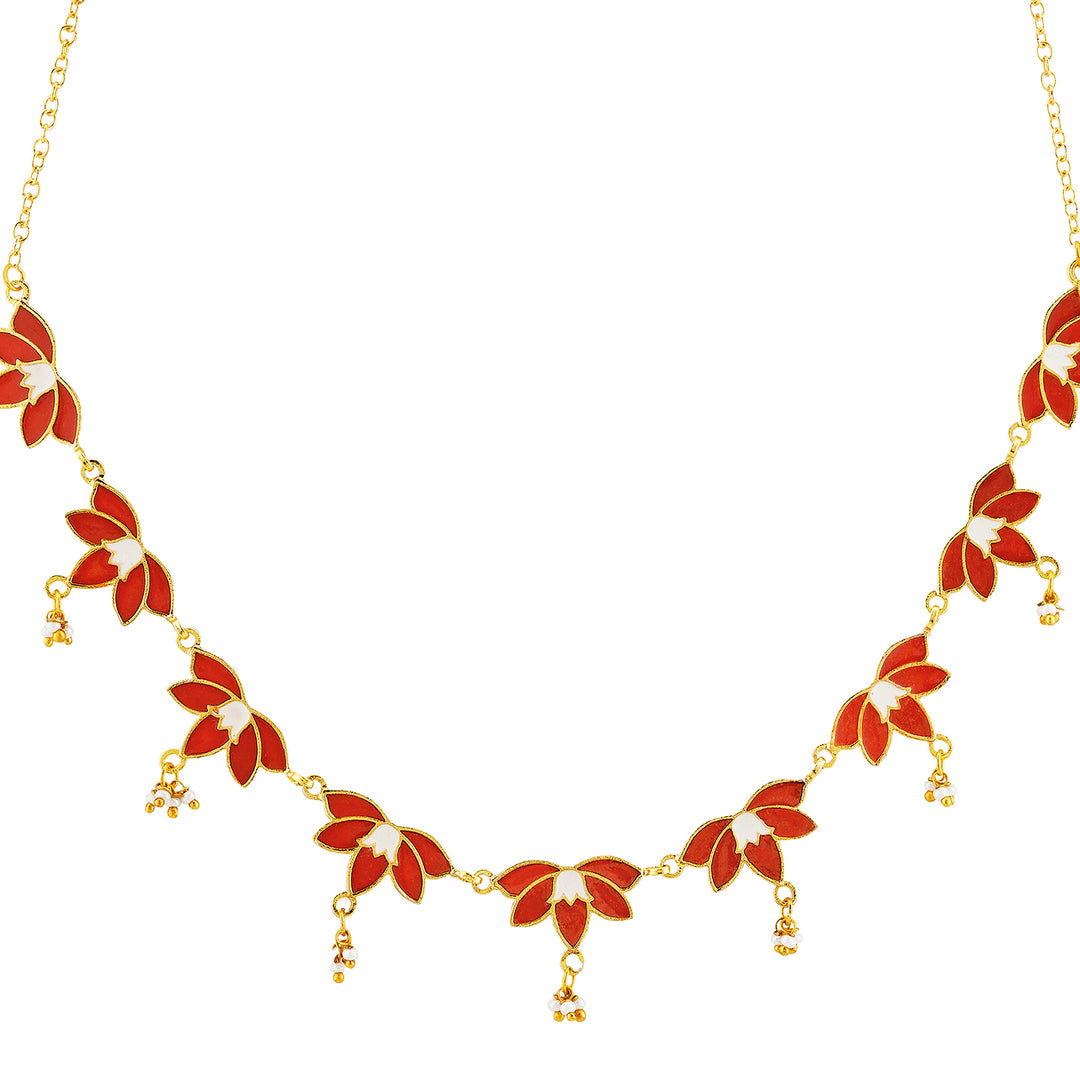 Teejh Danika Red and Gold Enamel Princess Necklace