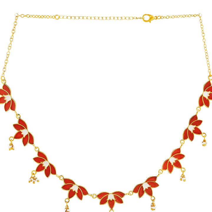 Teejh Danika Red and Gold Enamel Princess Necklace