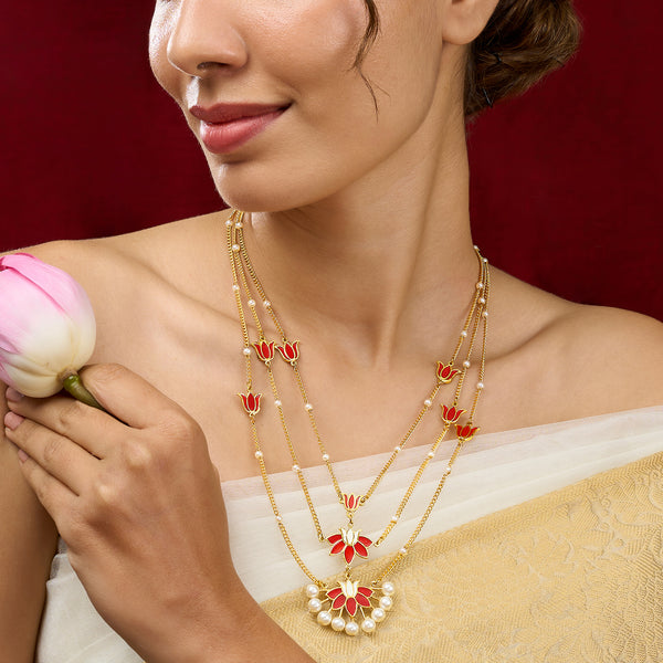 Teejh Kimrika Red and Gold Enamel Necklace