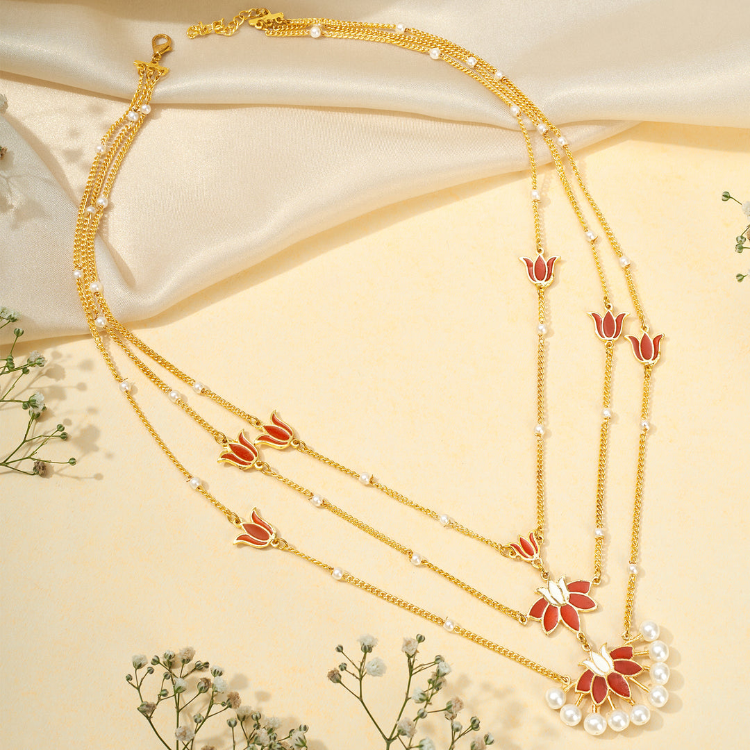 Teejh Kimrika Red and Gold Enamel Necklace
