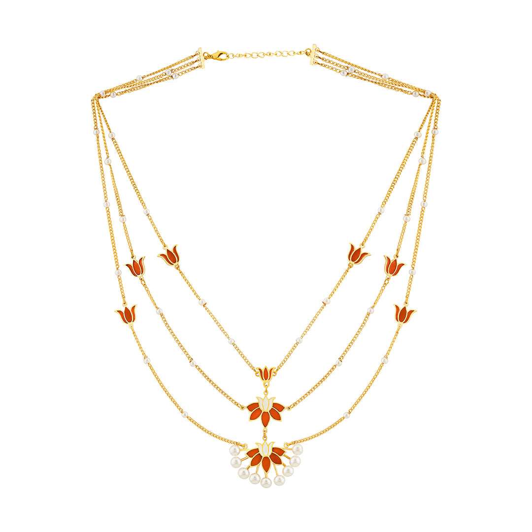 Teejh Kimrika Red and Gold Enamel Necklace