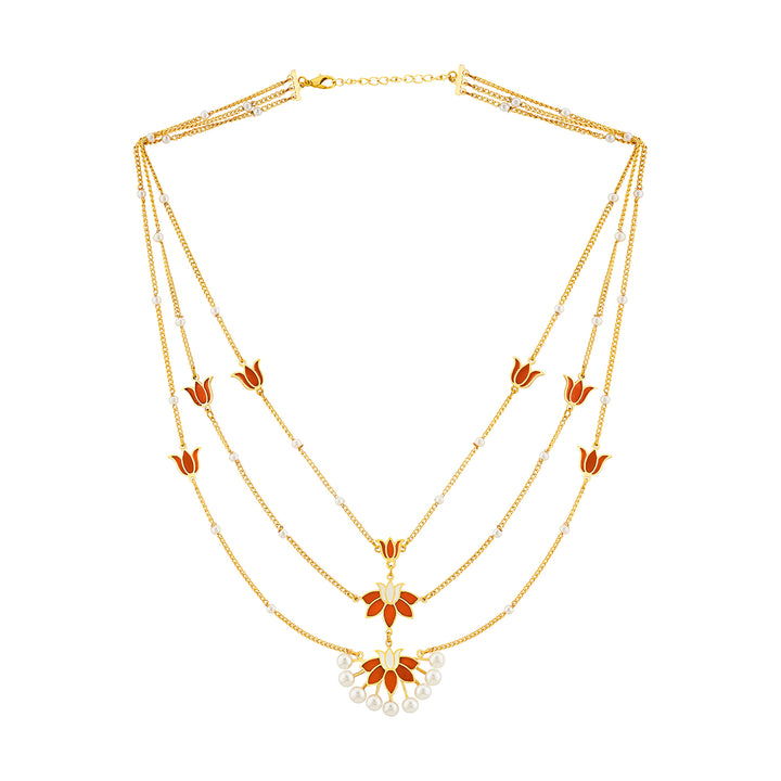 Teejh Kimrika Red and Gold Enamel Necklace