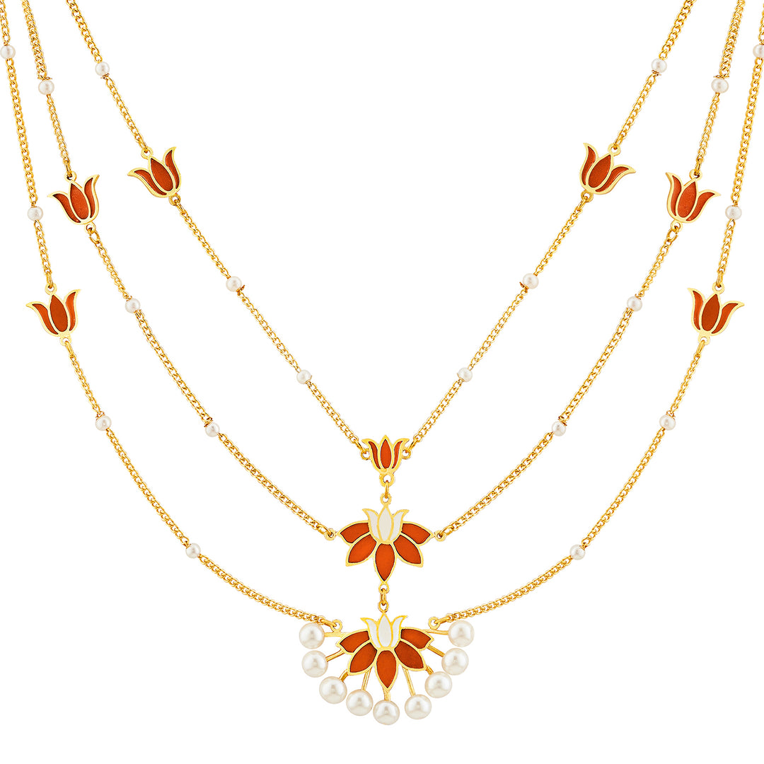 Teejh Kimrika Red and Gold Enamel Necklace