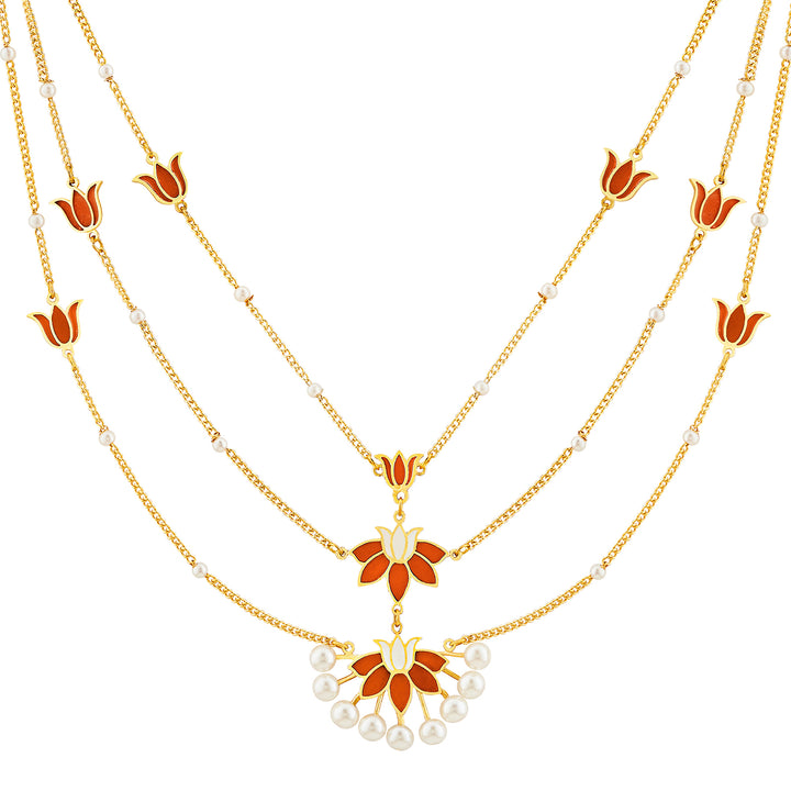 Teejh Kimrika Red and Gold Enamel Necklace