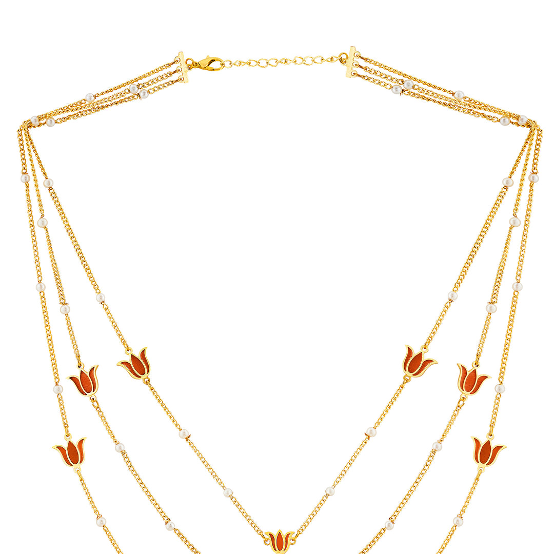 Teejh Kimrika Red and Gold Enamel Necklace